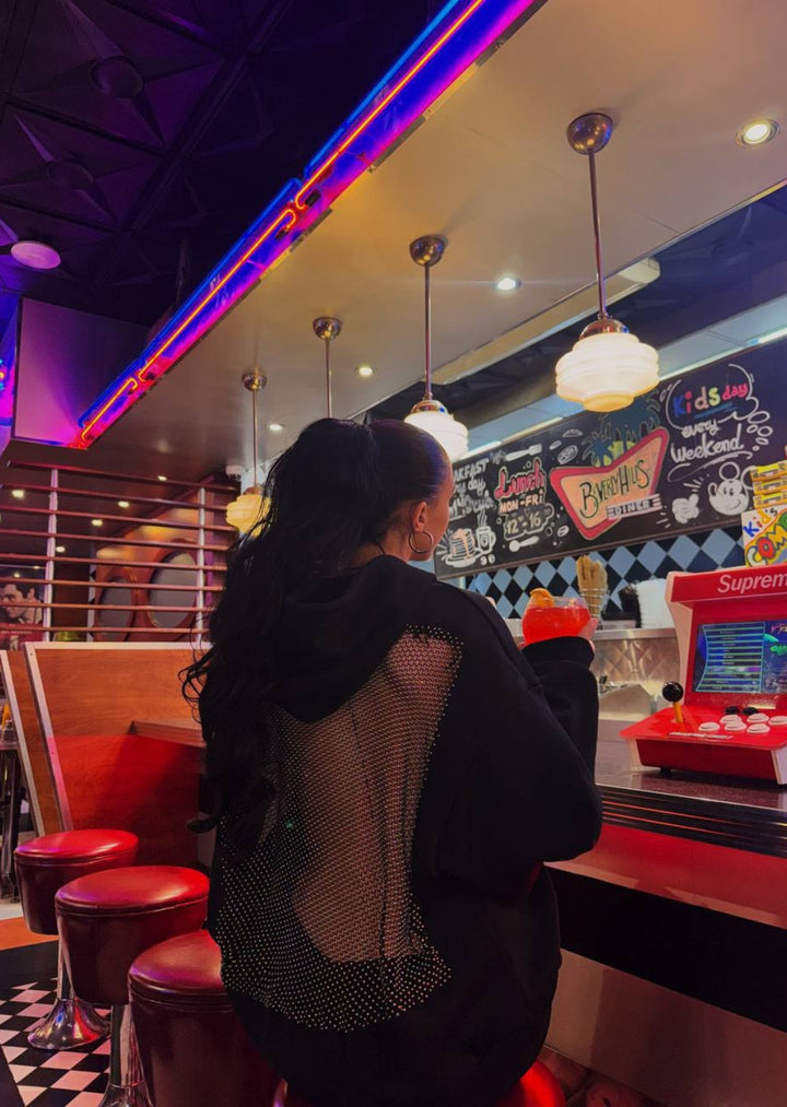 Aurora Crystal Mesh Transparent Hoodie