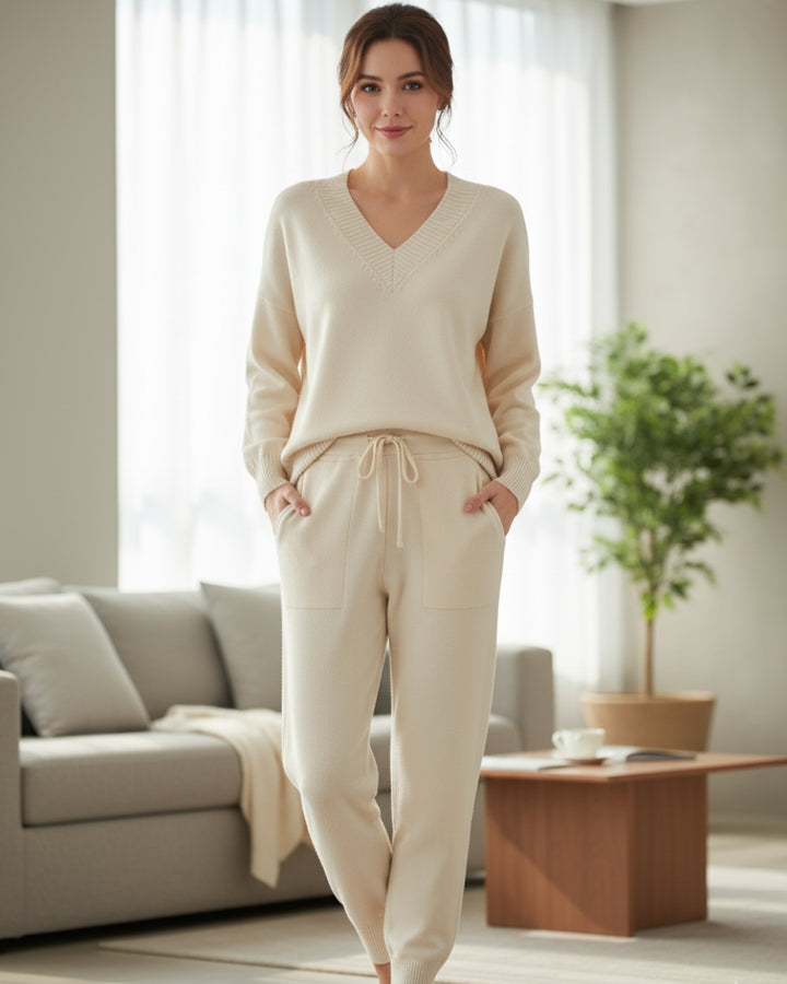 Sofia Cozy Knit Two-Piece Set with Long Sleeves