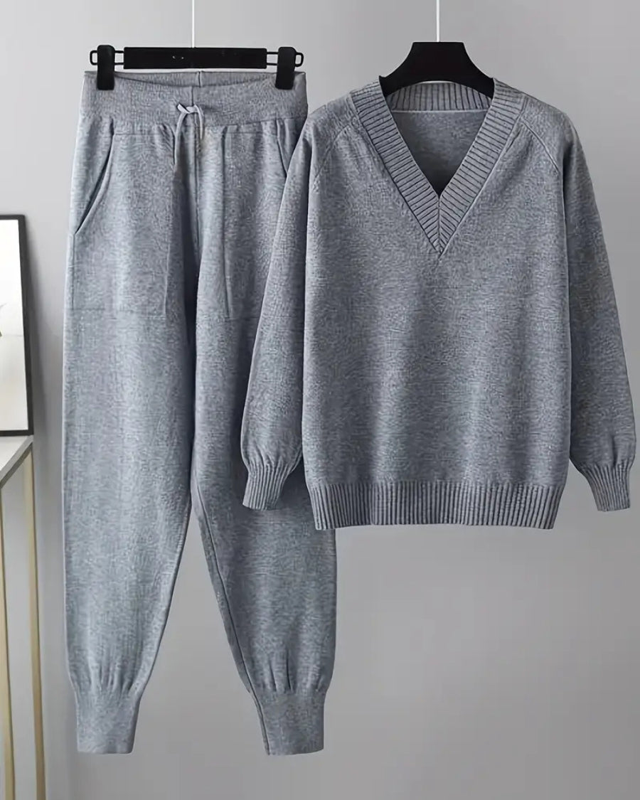 Sofia Cozy Knit Two-Piece Set with Long Sleeves