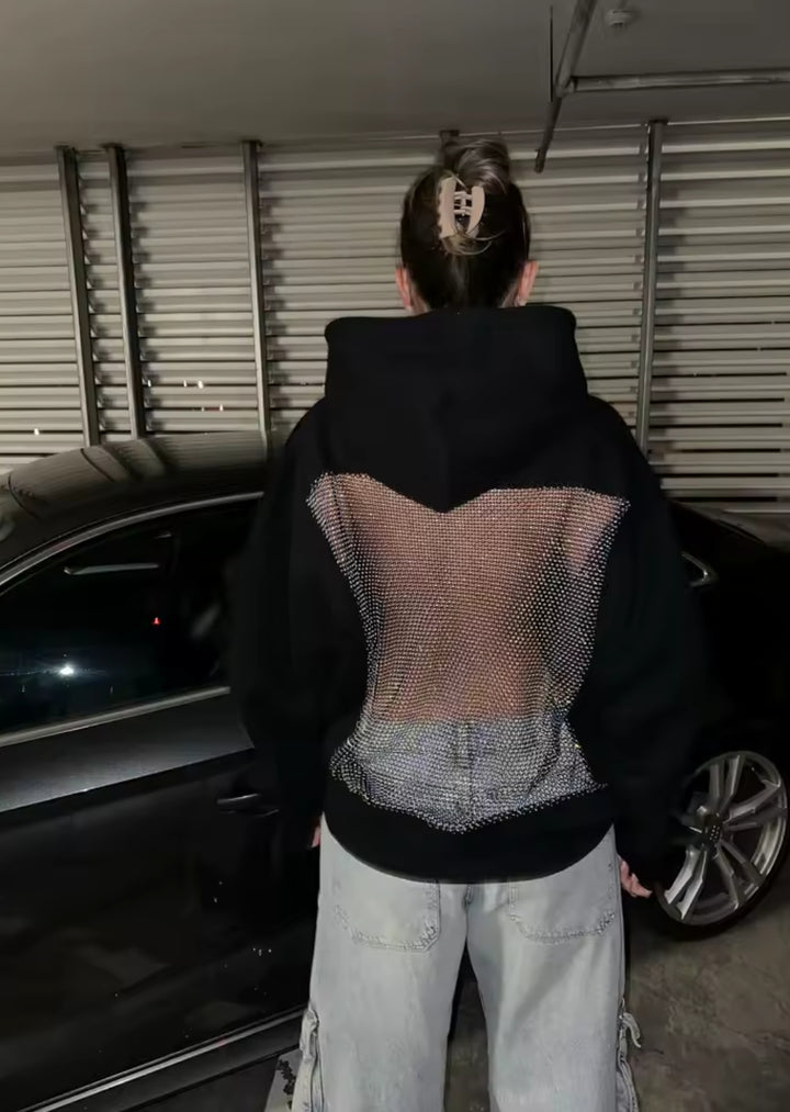 Aurora Crystal Mesh Transparent Hoodie