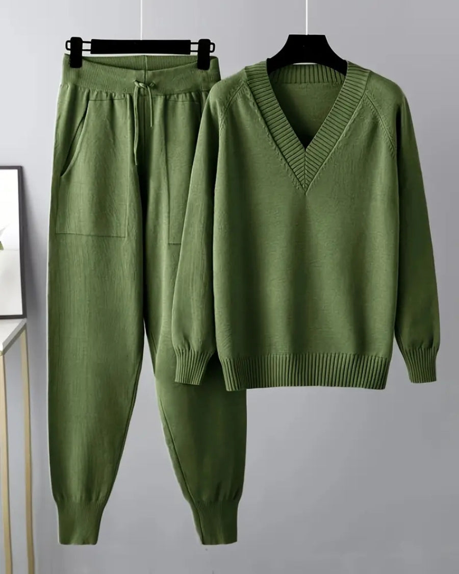 Sofia Cozy Knit Two-Piece Set with Long Sleeves