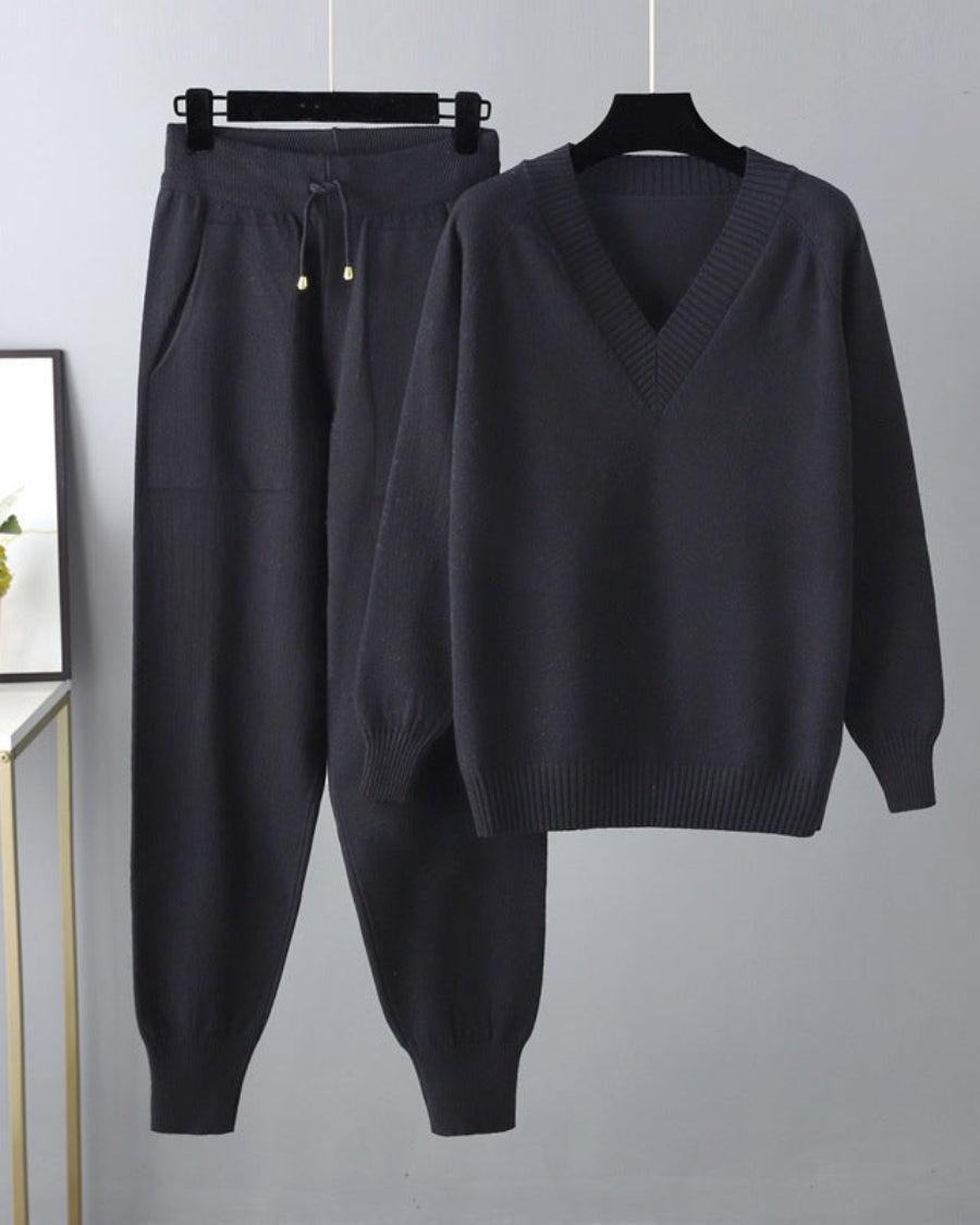 Sofia Cozy Knit Two-Piece Set with Long Sleeves