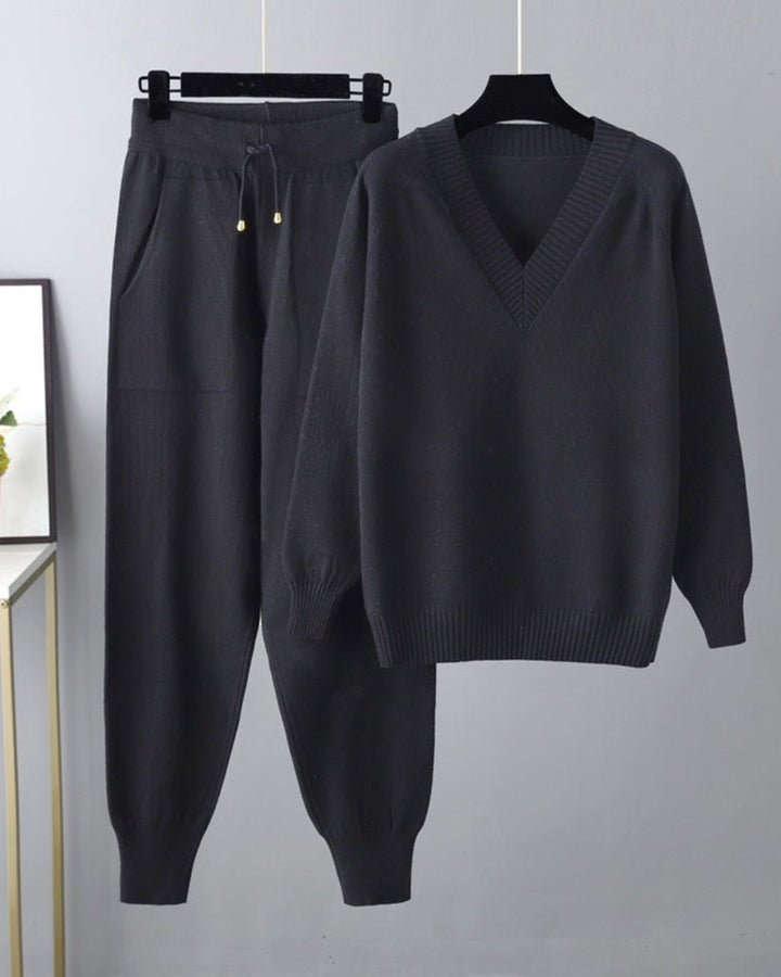 Sofia Cozy Knit Two-Piece Set with Long Sleeves