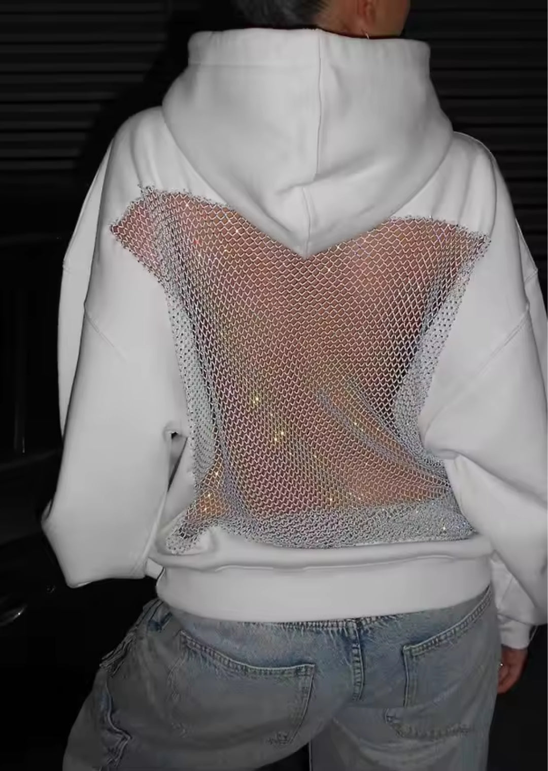 Aurora Crystal Mesh Transparent Hoodie