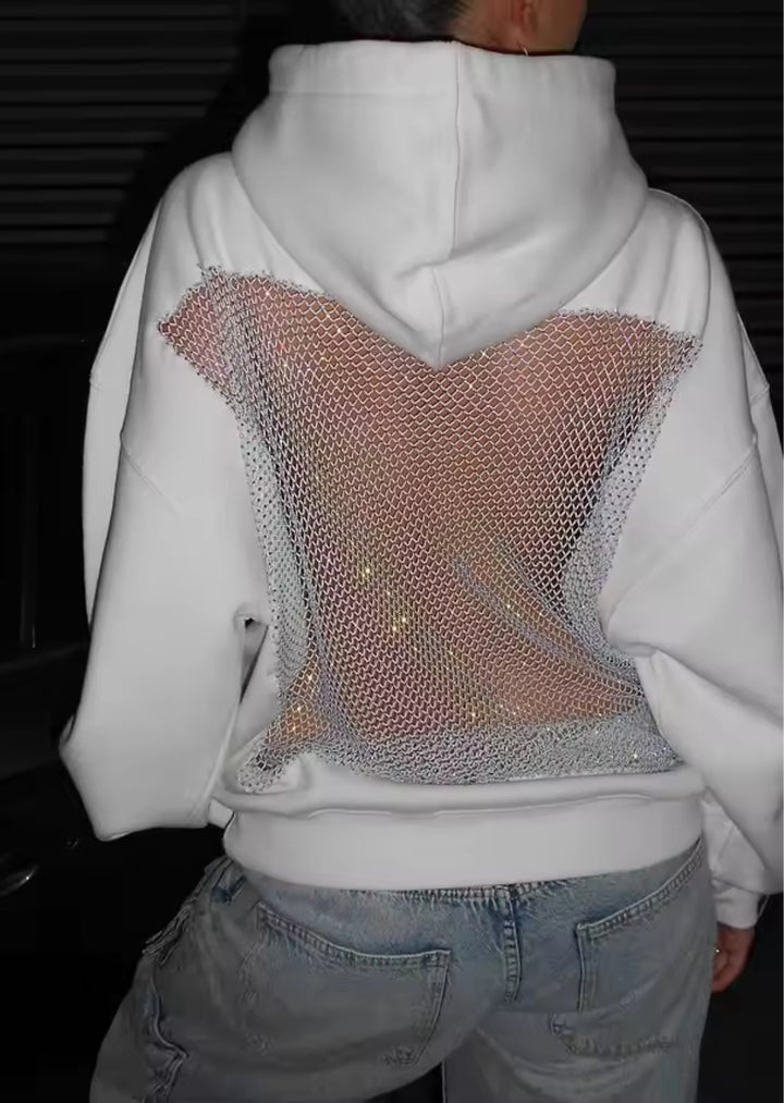 Aurora Crystal Mesh Transparent Hoodie