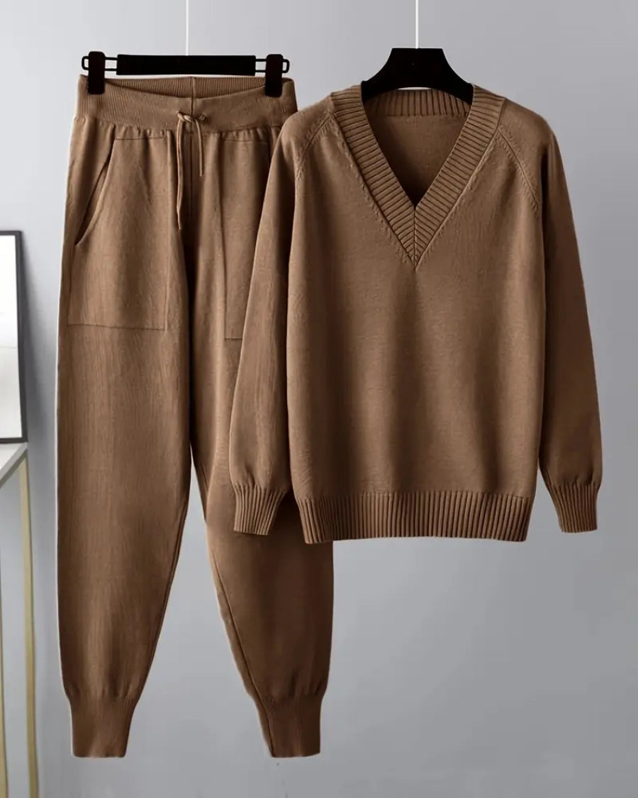 Sofia Cozy Knit Two-Piece Set with Long Sleeves