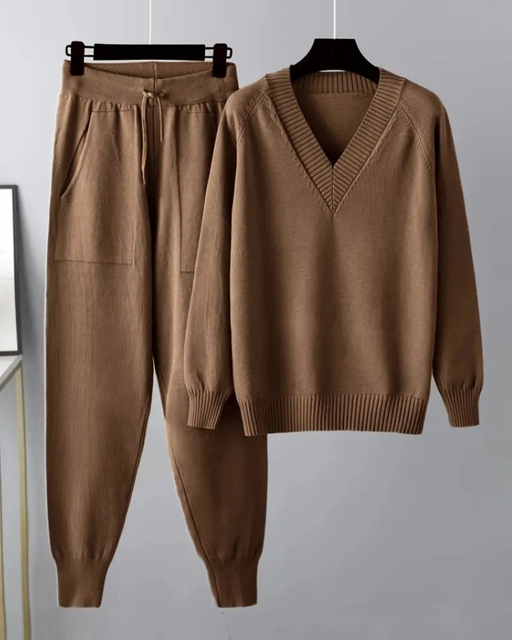 Sofia Cozy Knit Two-Piece Set with Long Sleeves