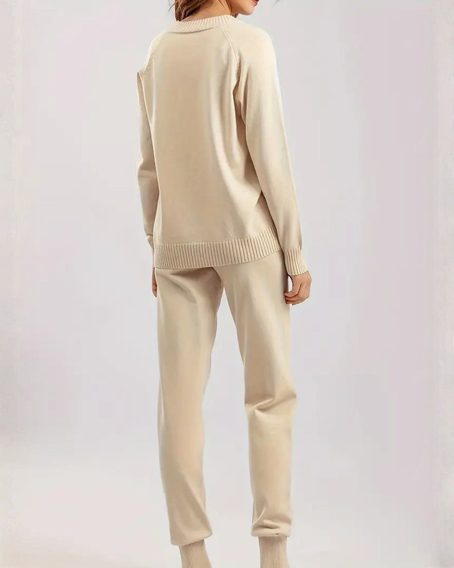 Sofia Cozy Knit Two-Piece Set with Long Sleeves