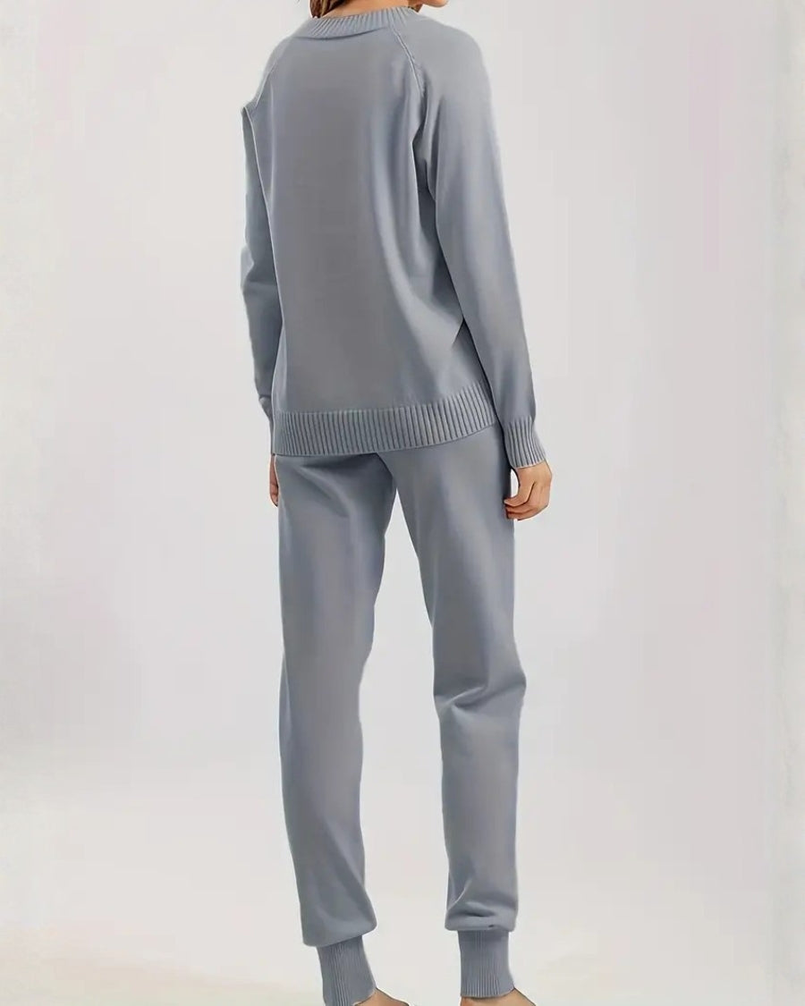 Sofia Cozy Knit Two-Piece Set with Long Sleeves