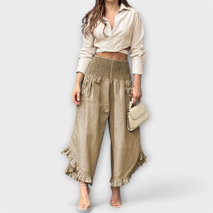 Jaya Linen Pants with Stylish Pleat Details