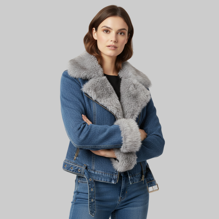 Evelina Luxury Denim Fur Jacket