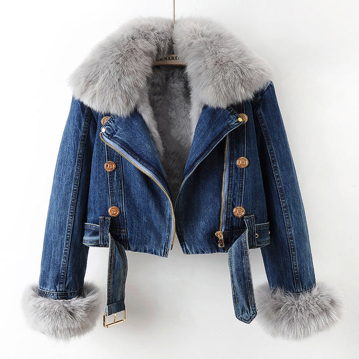 Evelina Luxury Denim Fur Jacket