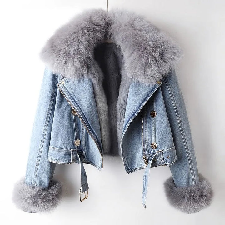 Evelina Luxury Denim Fur Jacket