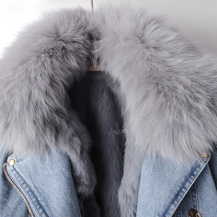 Evelina Luxury Denim Fur Jacket