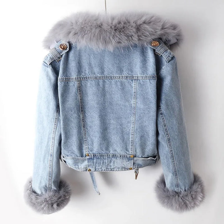 Evelina Luxury Denim Fur Jacket