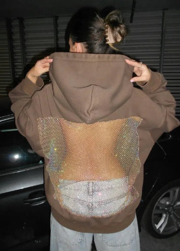 Aurora Crystal Mesh Transparent Hoodie